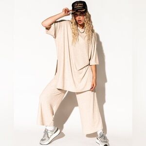 Dressed in Lala Lex Ribbed Playsuit – Oatmeal | Size Medium